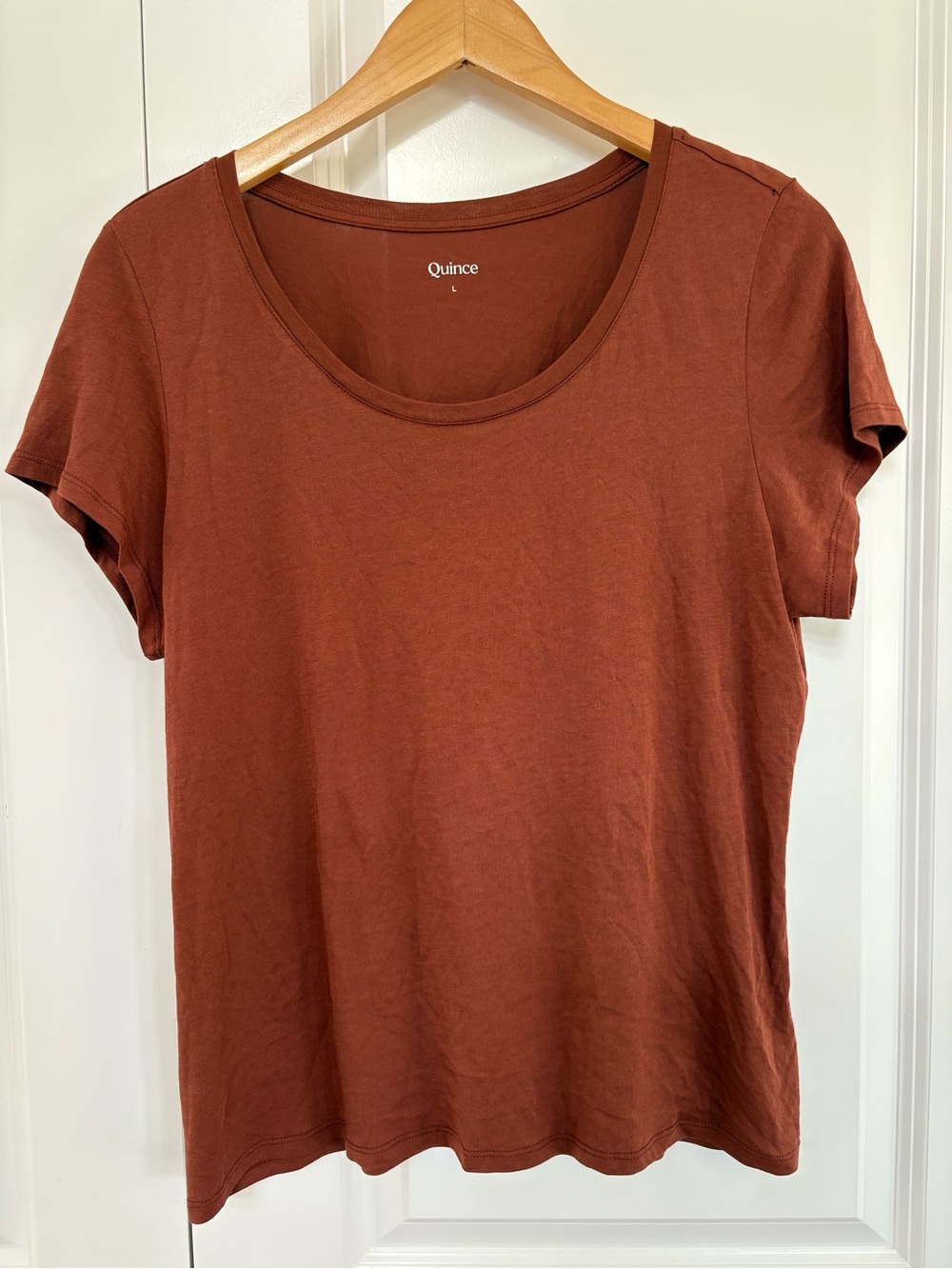 Quince Women's Modal Blend Short Sleeve Scoop Neck Tee — Rust